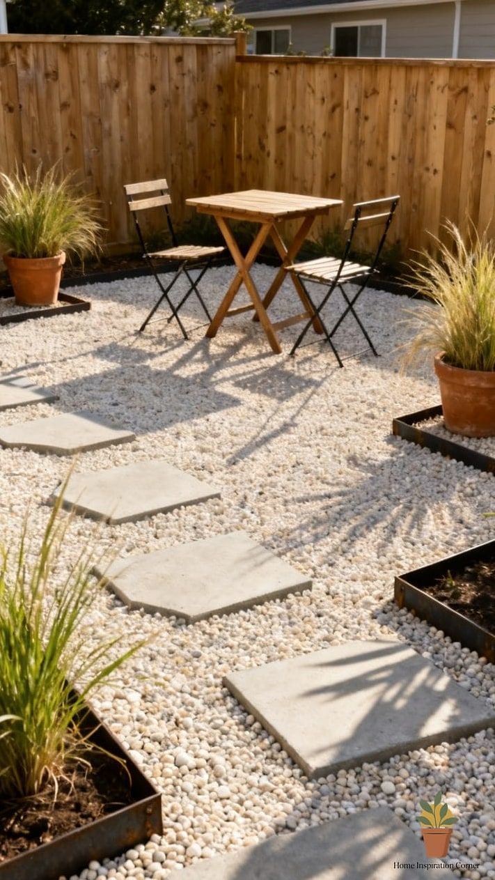 A Gravel or Paver Patio With a Pattern