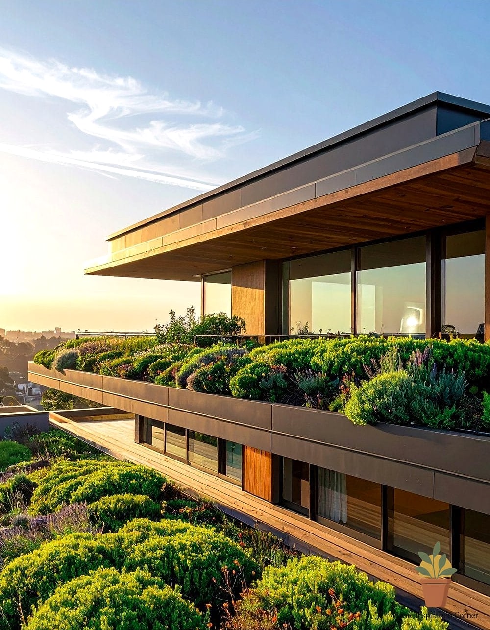 Green Roof with Planted Trellis