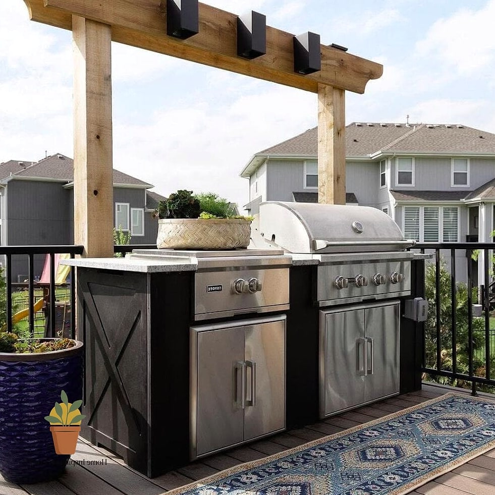 Grill Station Framed by a Pergola