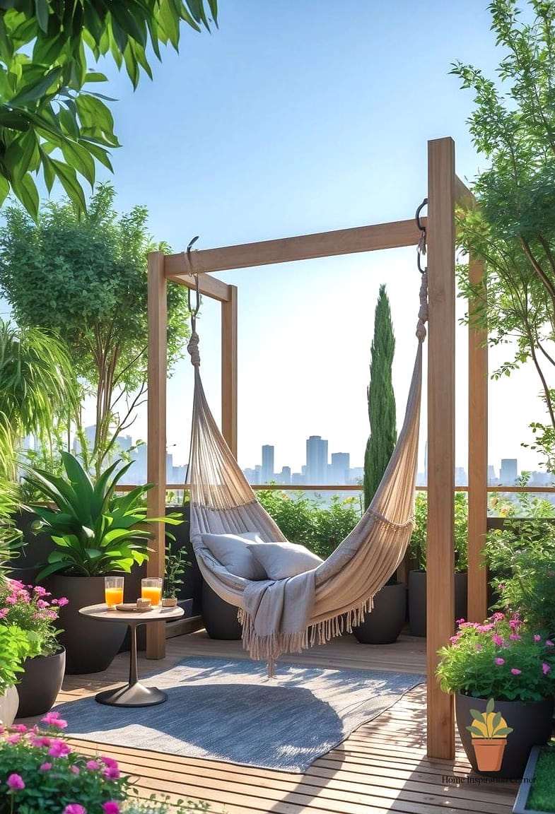 25 Home Terrace Ideas Ideas That Will Transform Your Space 11 Hammock or Hanging Chair Corner