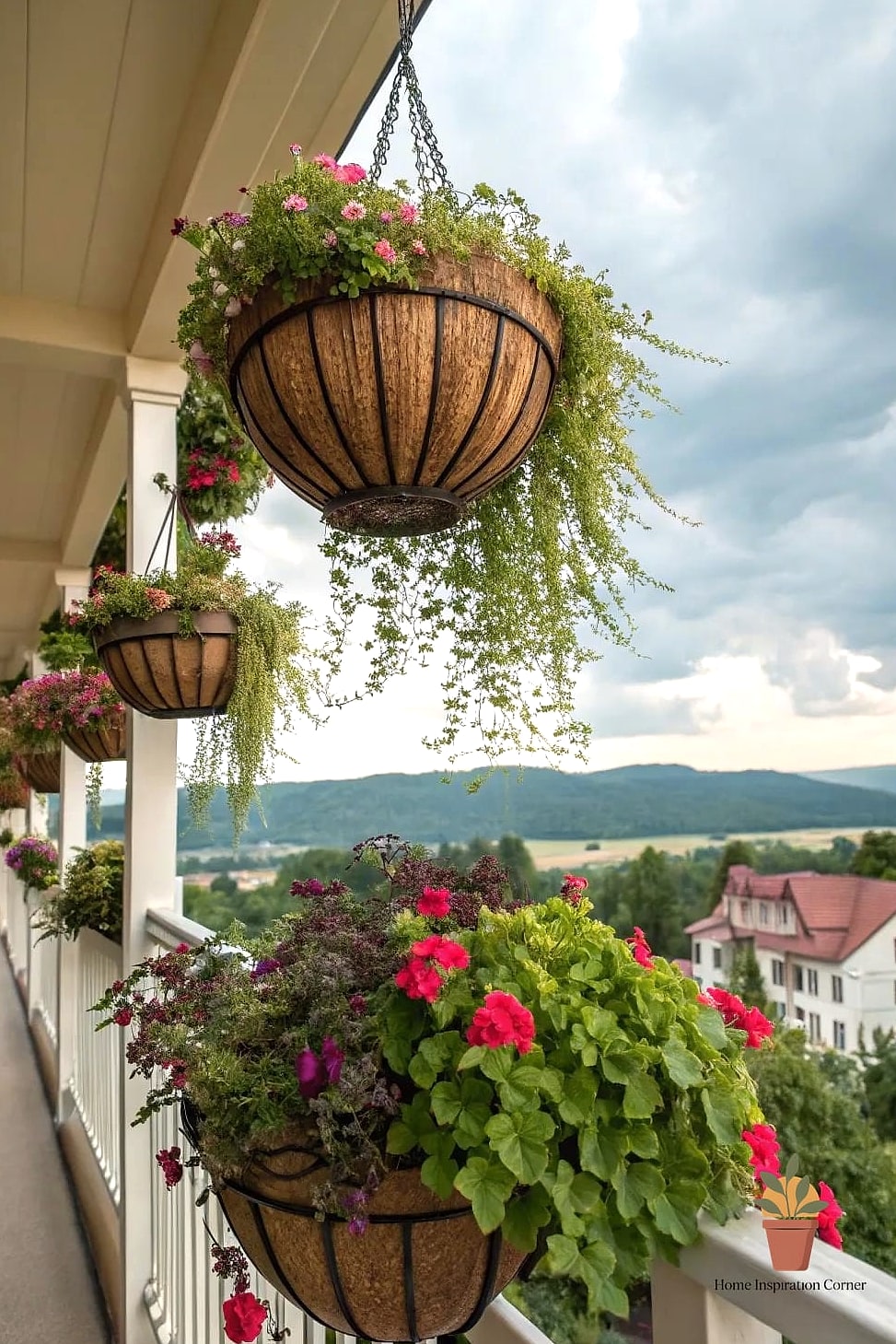 Hanging Baskets Along the Railing