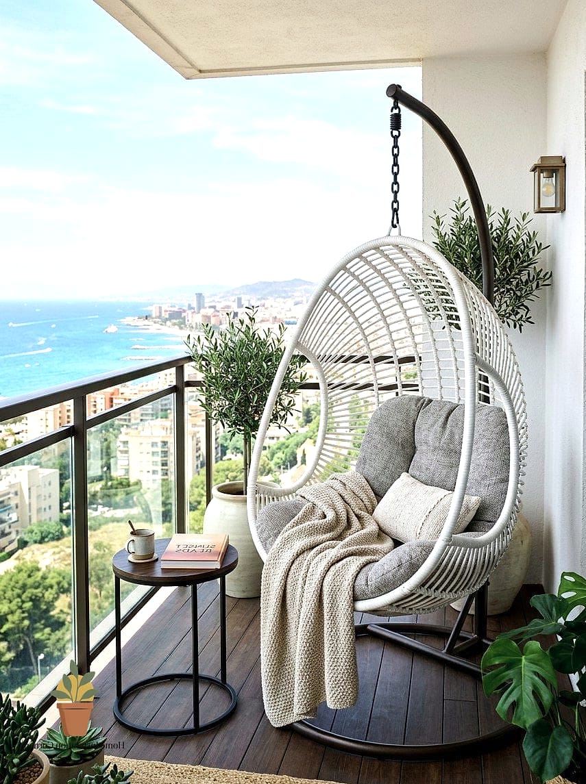 23 Balcony Decoration Ideas Looks We're Obsessed With This Year 6 Hanging Egg Chair