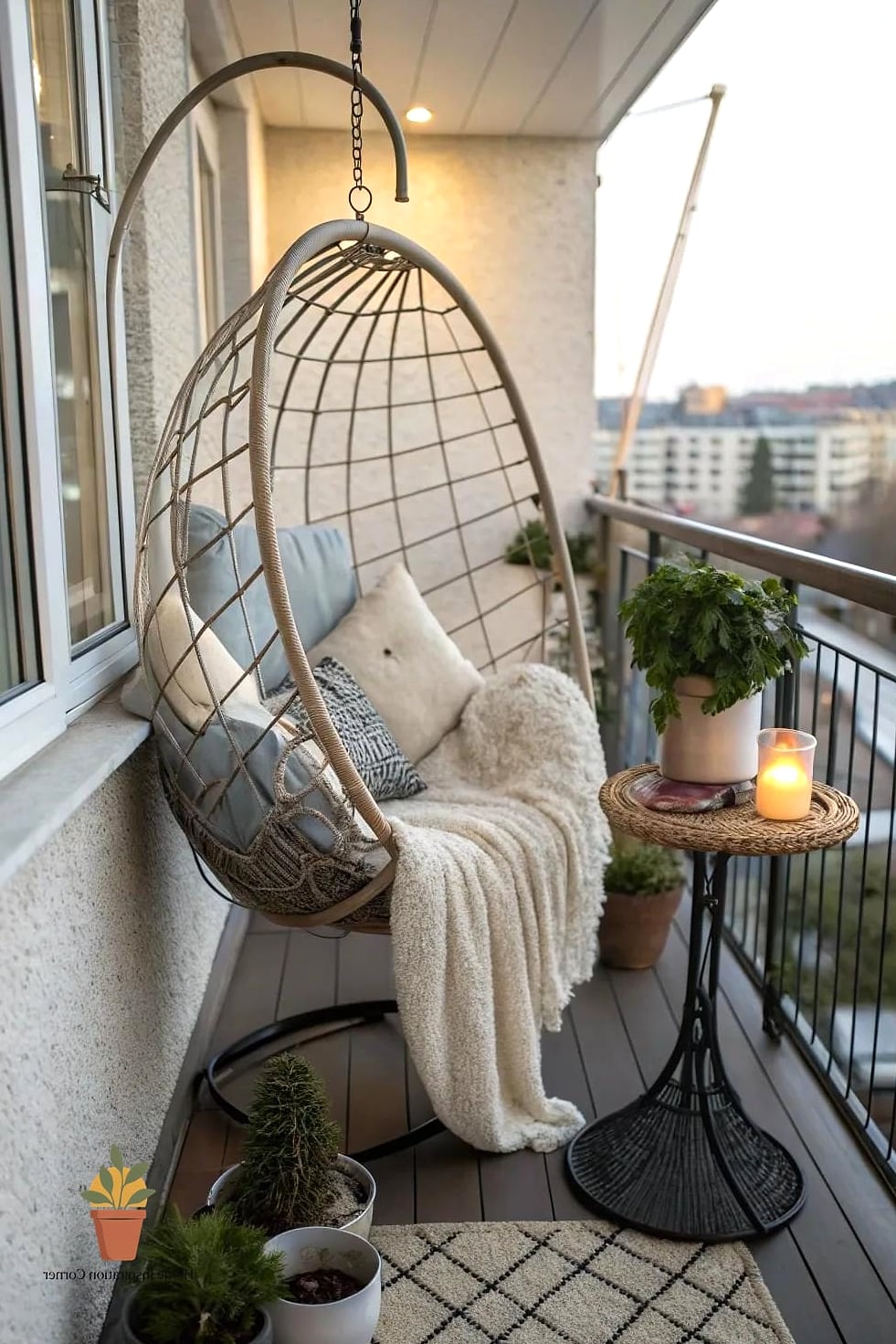 16 Narrow Balcony Ideas Designs That Maximize Style and Function 7 Hanging Egg Chair for One