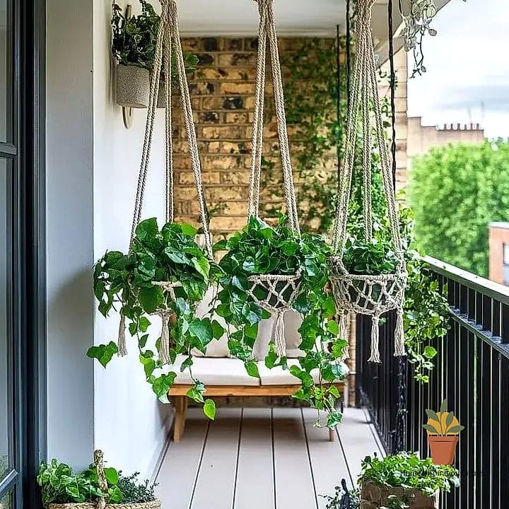 23 Cozy Terrace Ideas Ideas That Work in Any Size Home 18 Hanging Planters at Varying Heights