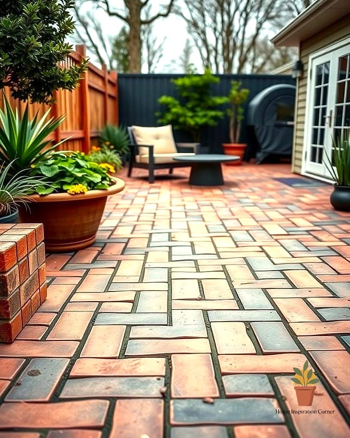 21 Creative Patio Andaluz Ideas You Haven't Seen Before 16 Herringbone Brick Pathway Through the Center