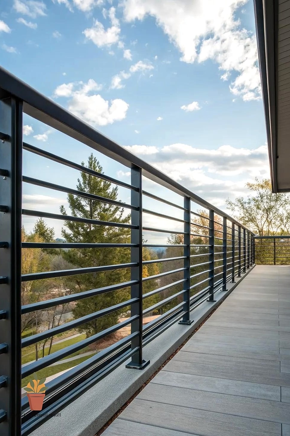 Horizontal Iron Slat Railings