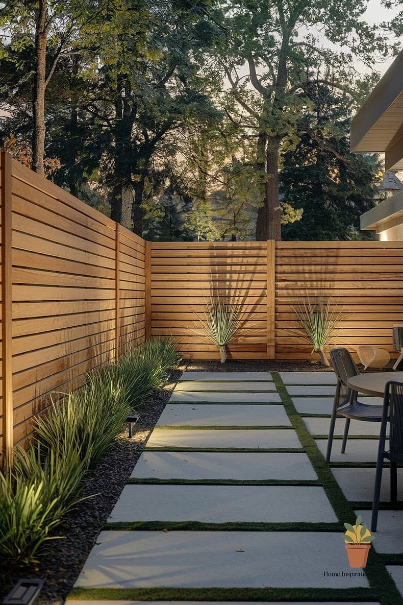 Horizontal Wood Slat Fence