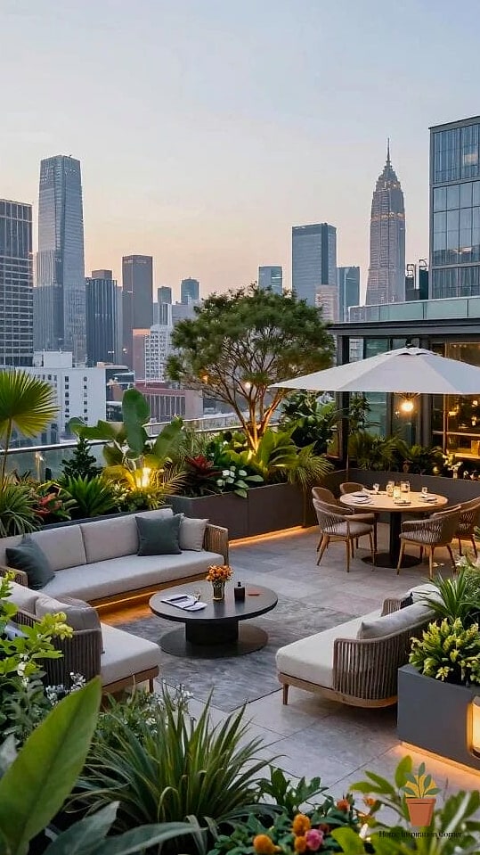 11 Penthouse Garden Rooftop Terrace Tips From Top Interior Designers 8 Incorporate an Outdoor Kitchen or Bar Cart Depending on Space
