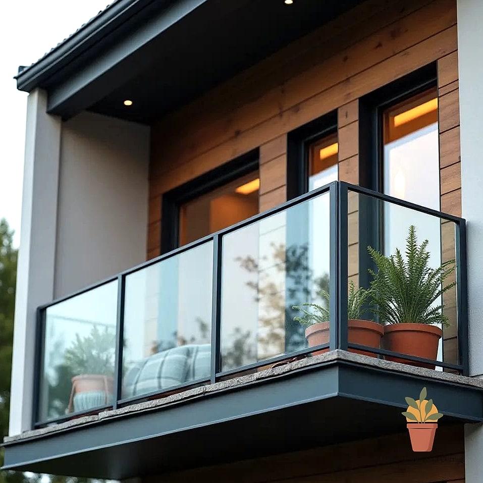 20 Cozy Balcony Aesthetic Concepts That Are Actually Achievable on a Budget 11 Industrial Metal and Greenery Mix