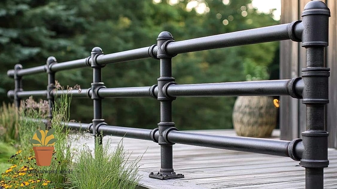 Industrial Pipe-Style Iron Railing