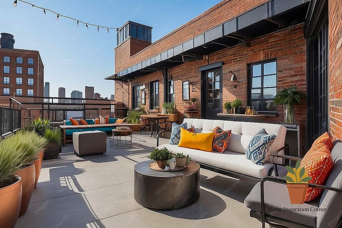 18 Outdoor Terrace Design Photos That Will Inspire Your Next Project 8 Industrial Terrace with Metal Furniture and Exposed Brick