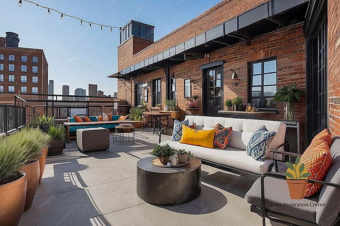 Industrial Terrace with Exposed Metal Accents