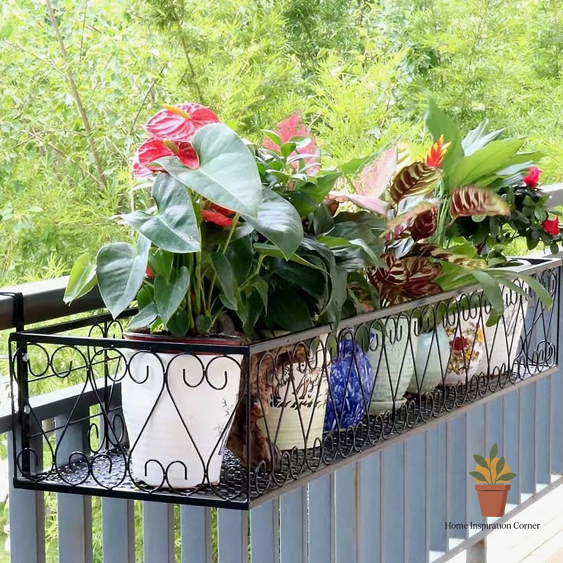 Iron Railing with Integrated Planters