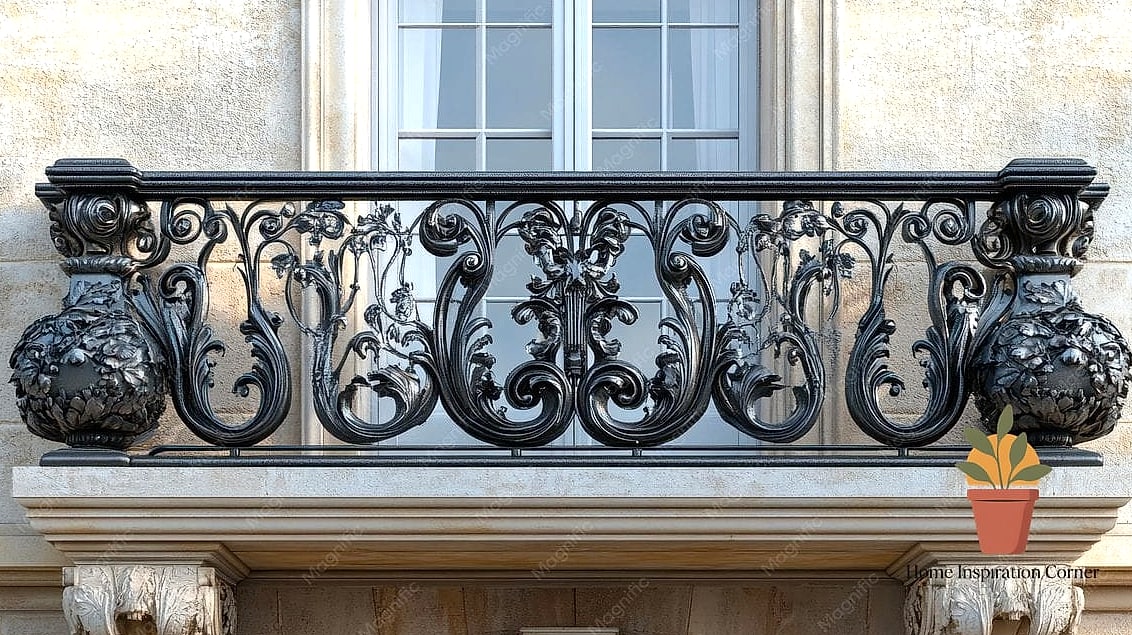 Iron Railing with Decorative Cutout Accents