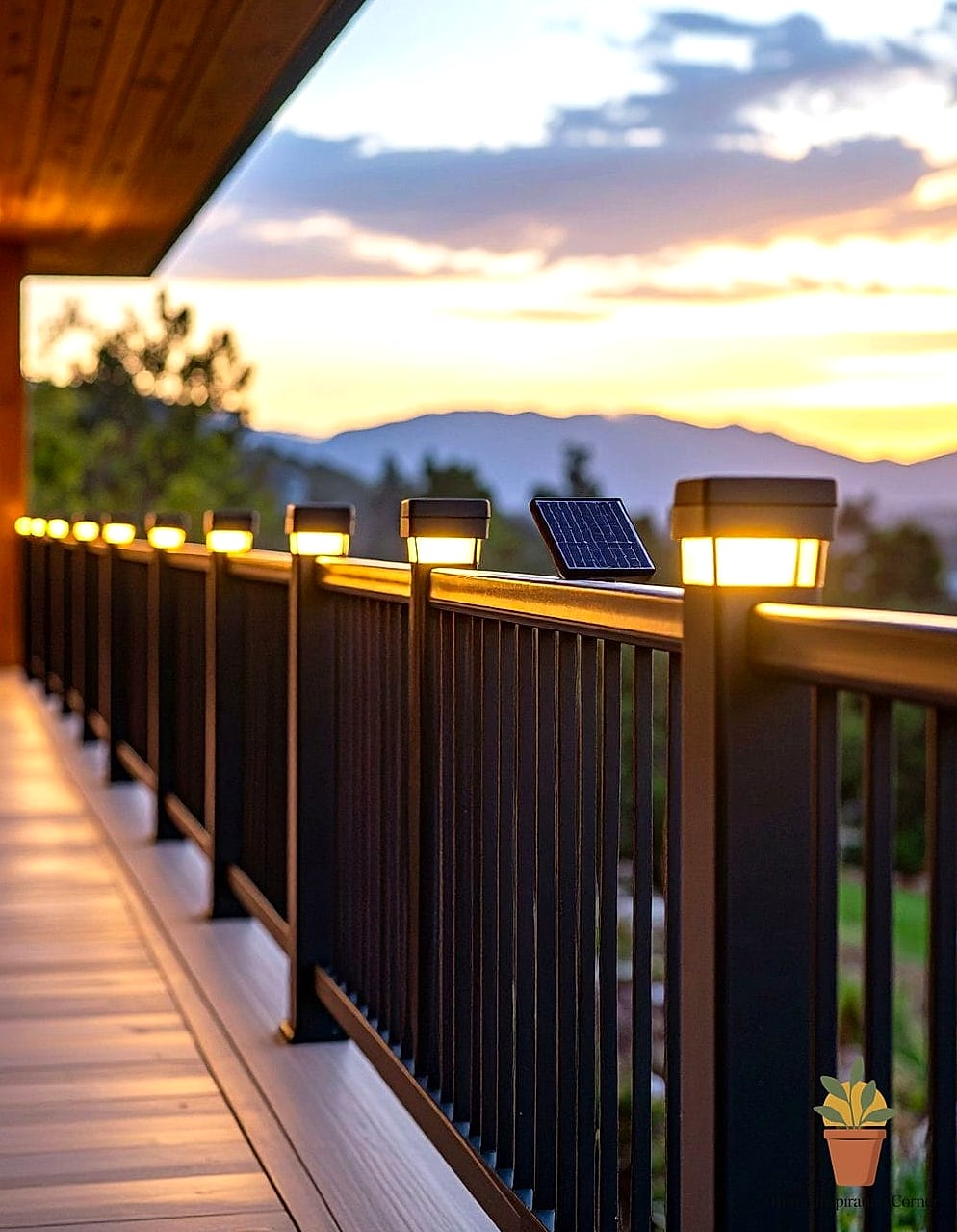 Iron Railing with Solar Cap Lights
