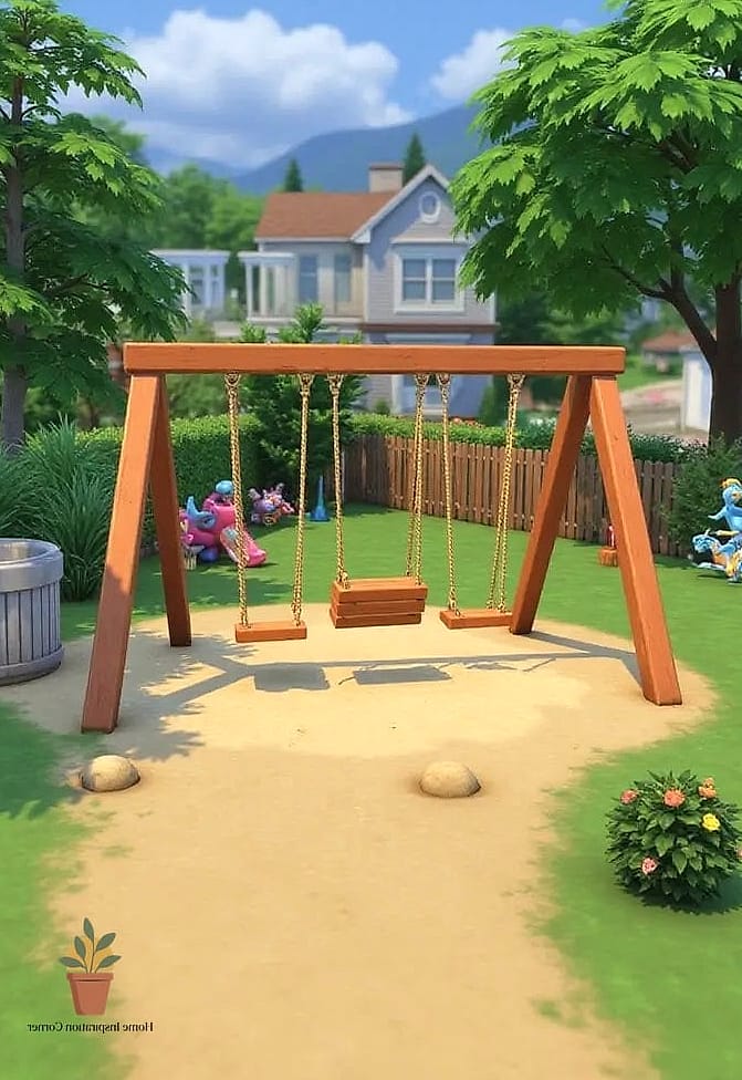 27 Sims 4 Backyard Ideas Designs That Maximize Style and Function 8 Kids' Play Zone with Swing Set