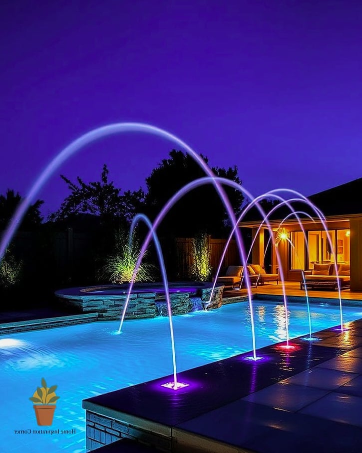 Laminar Jet Lights with Illuminated Water Arcs