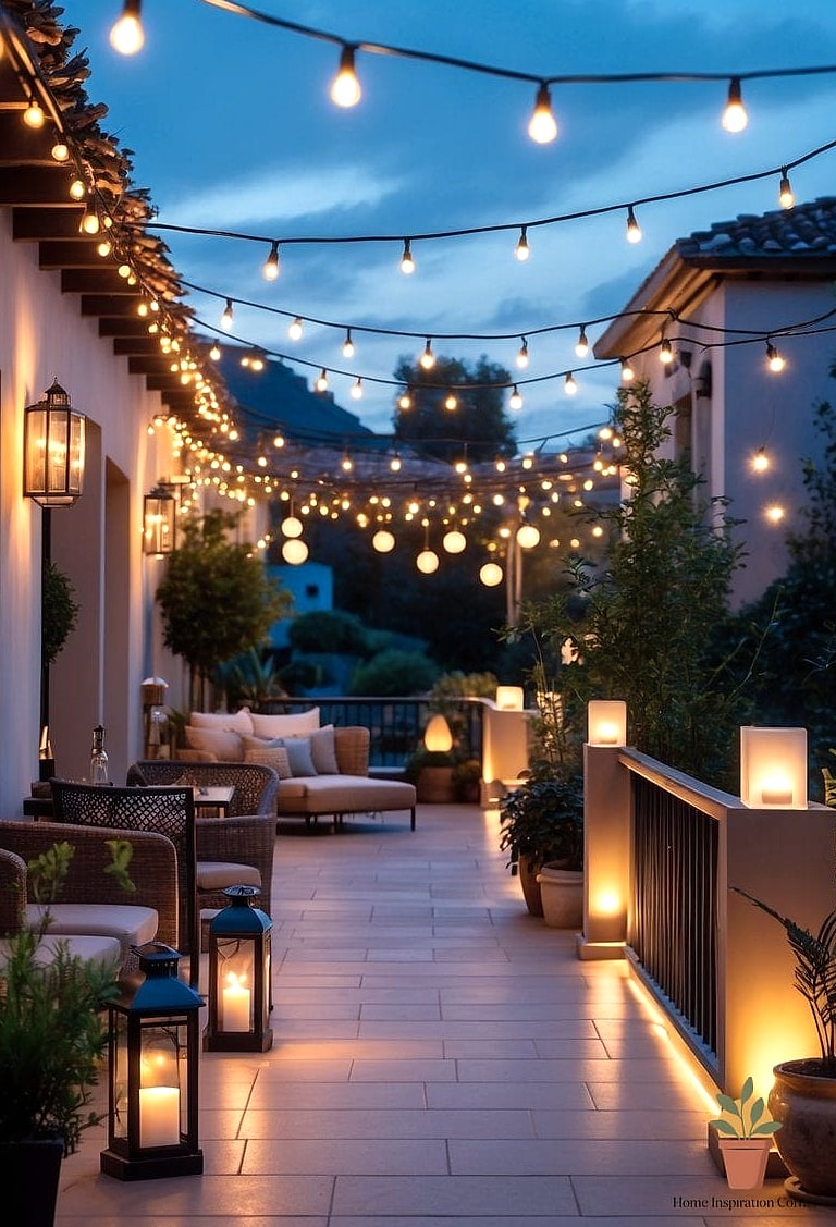 Lanterns Lining the Steps