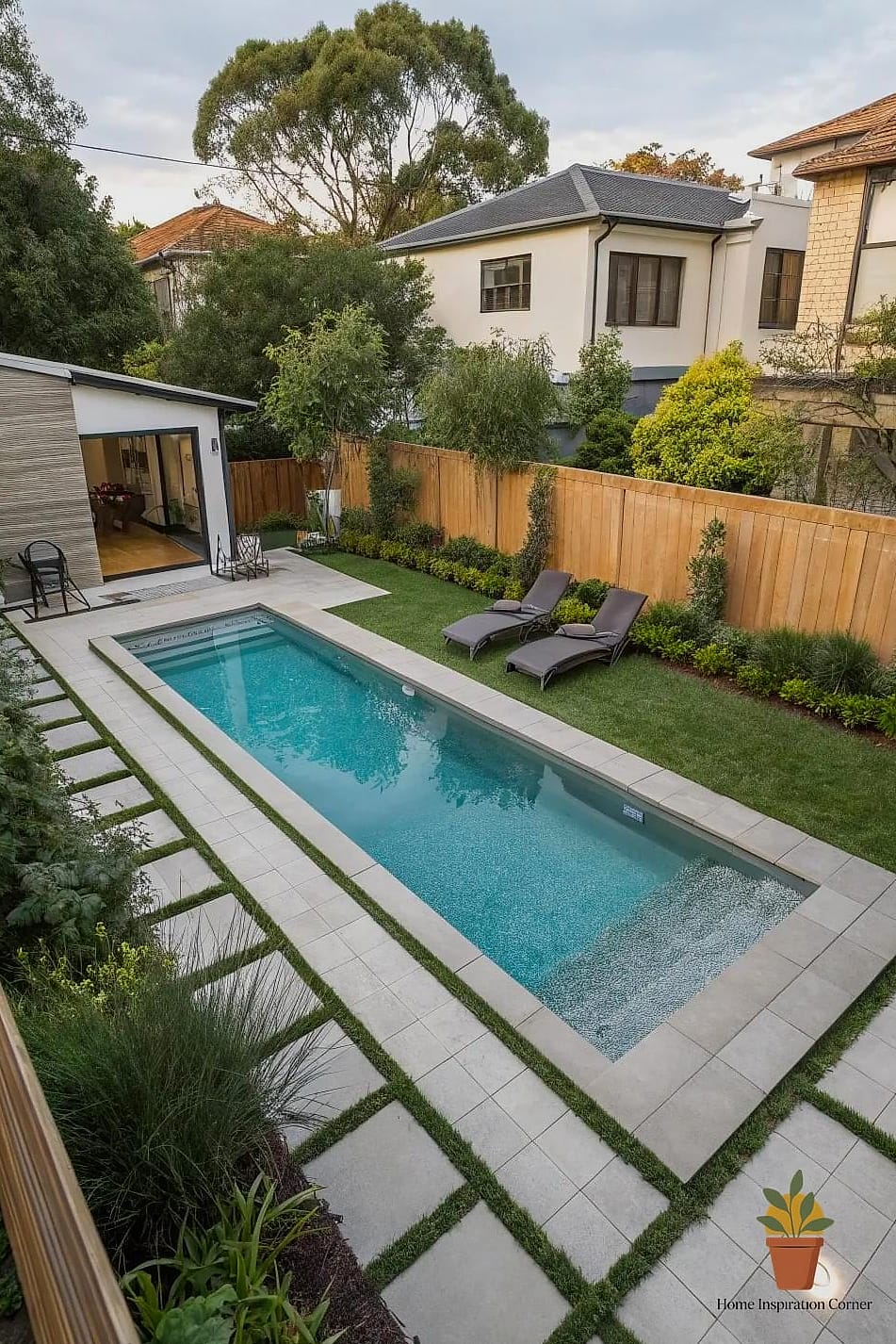 Lap Pools Along a Fence Line