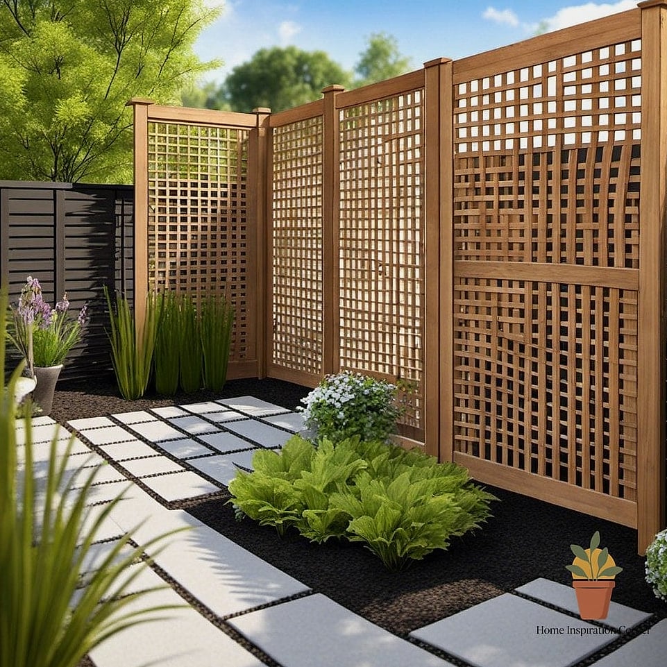 12 Privacy Wall Outdoor Concepts That Are Actually Achievable on a Budget 3 Lattice Panels With Climbing Vines