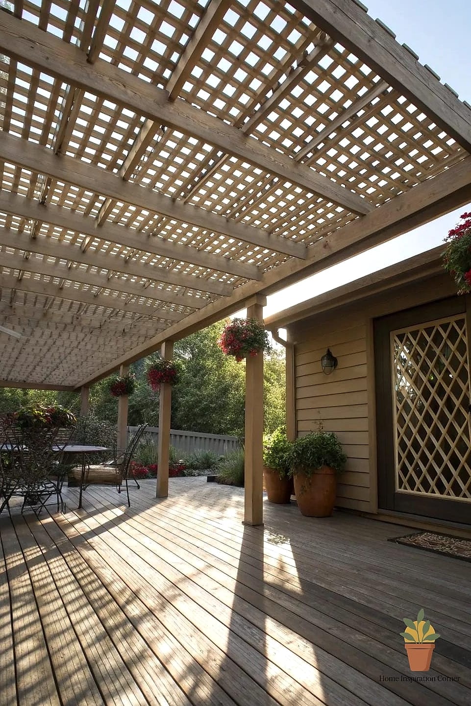 Lattice Roof with String Lights