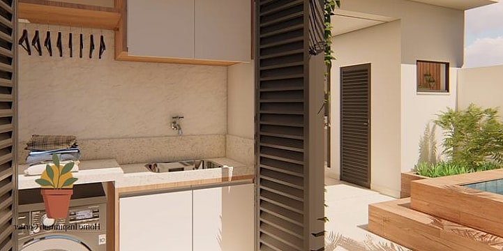 Laundry Area with a Sink and Prep Counter