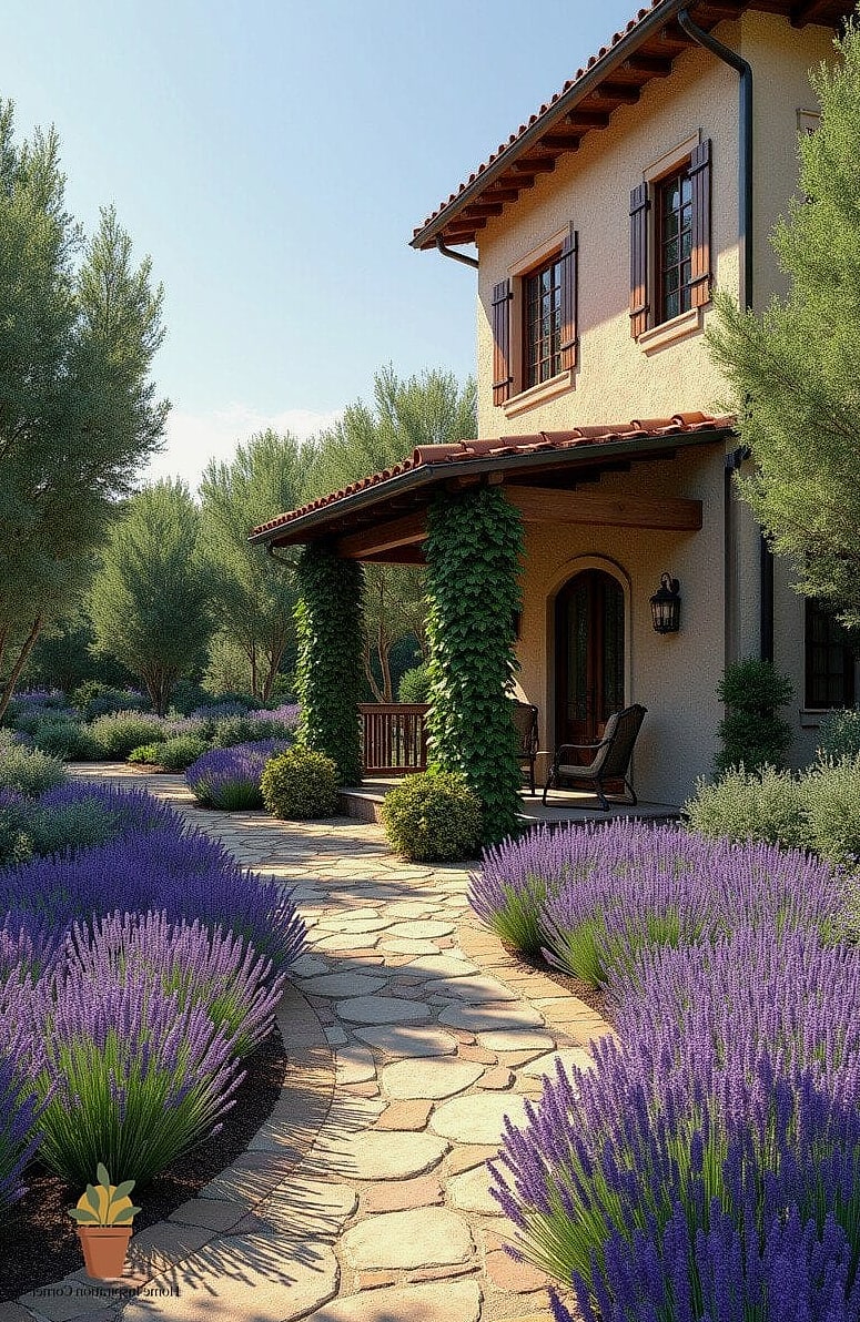 Lavender Borders Along the Patio Edge