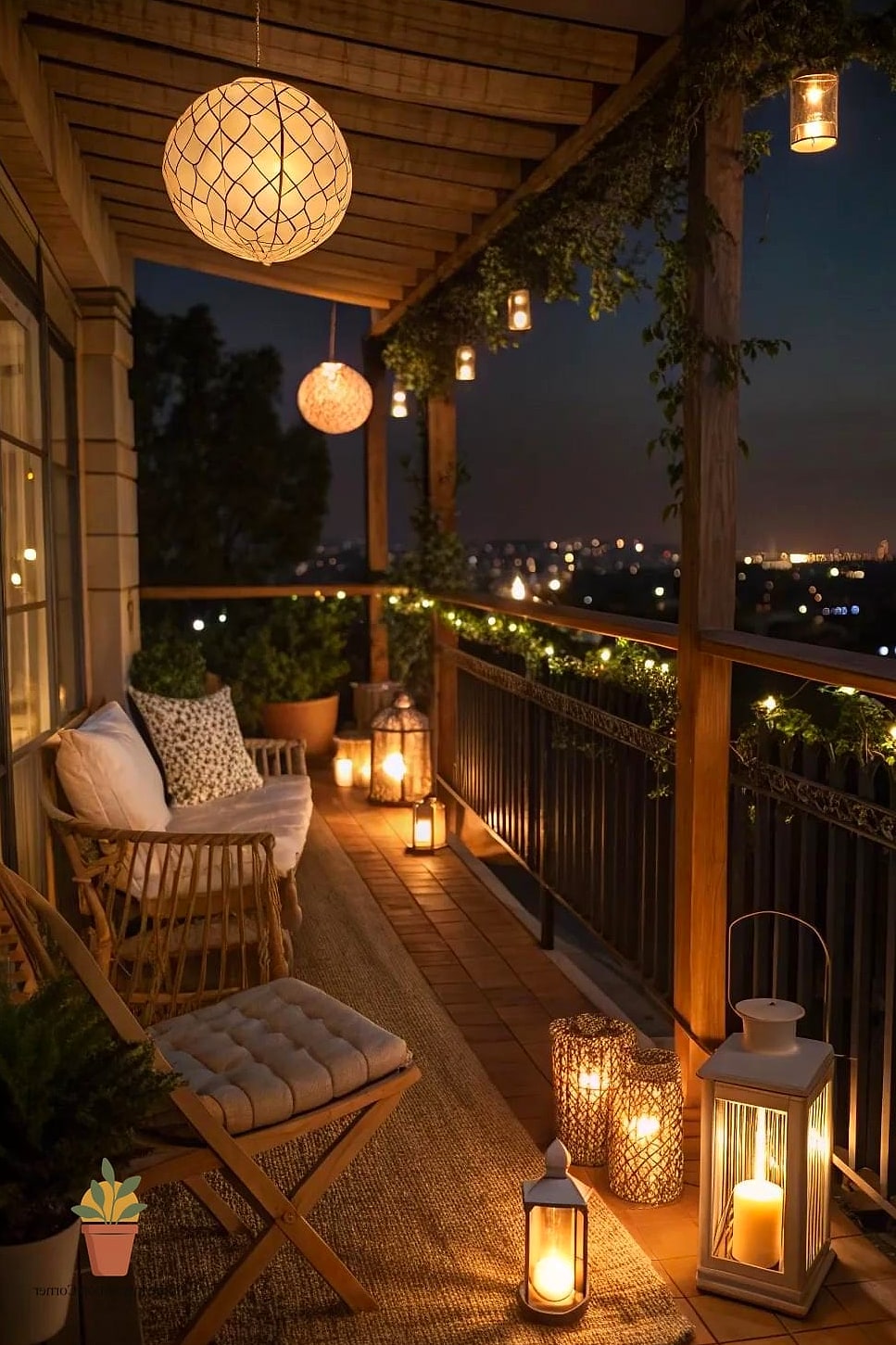23 Balcony Decoration Ideas Looks We're Obsessed With This Year 9 Layered Lanterns