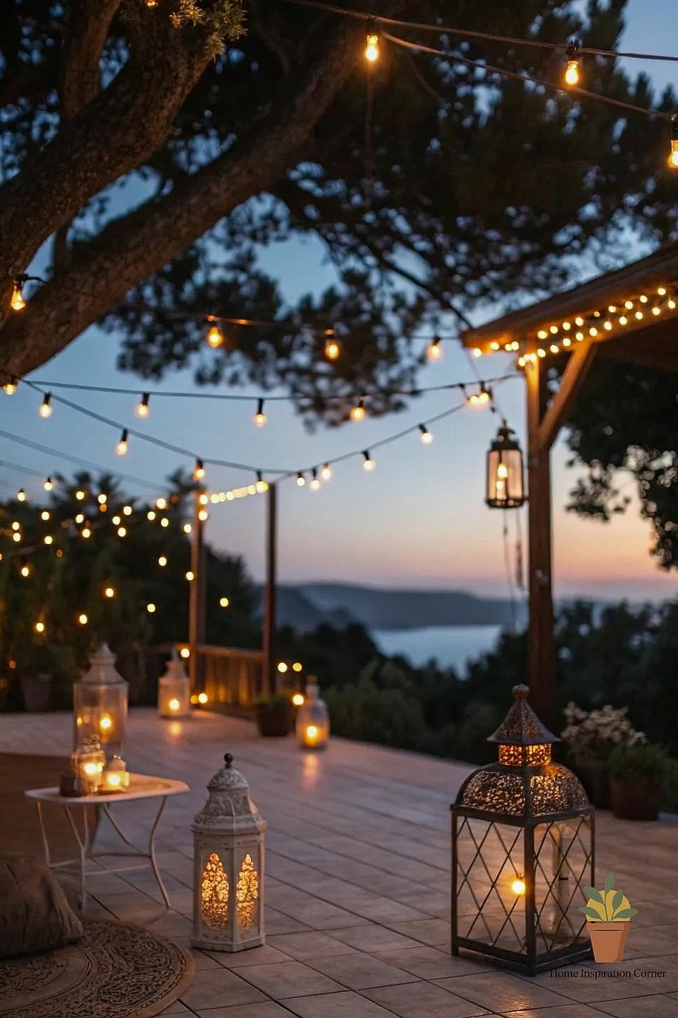 Layered Lighting with Lanterns and Strings