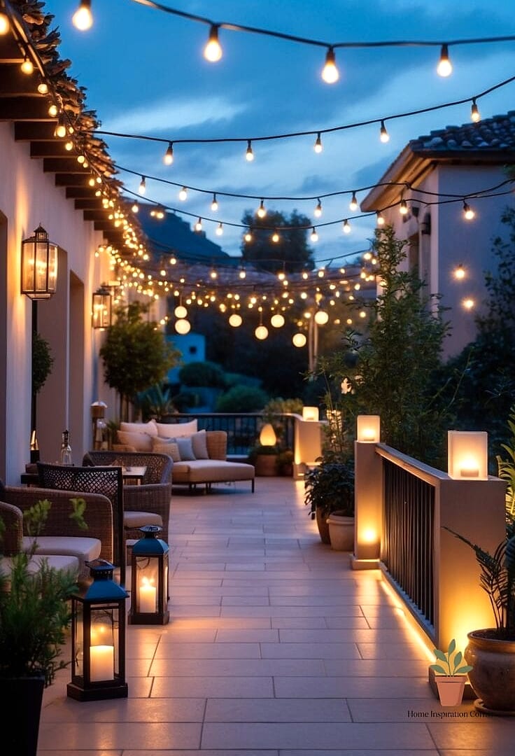 23 Cozy Terrace Ideas Ideas That Work in Any Size Home 16 Layered Lighting Beyond String Lights