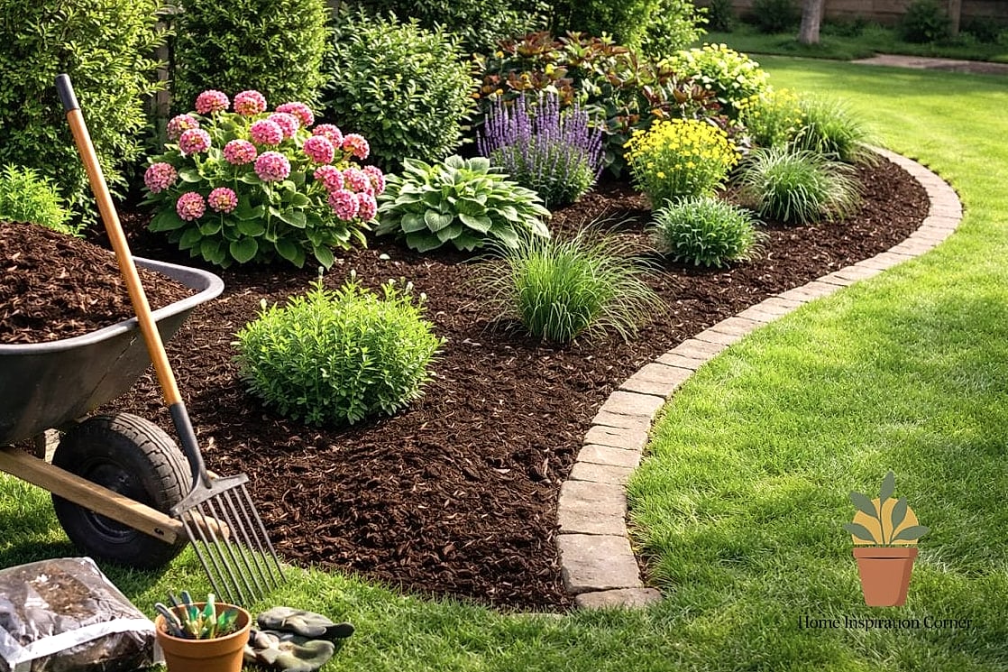 Layered Mulch Beds with Clean Edges