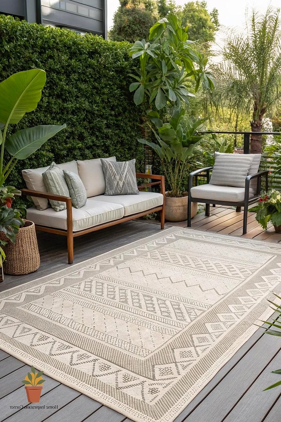 23 Cozy Terrace Ideas Ideas That Work in Any Size Home 2 Layered Outdoor Rugs