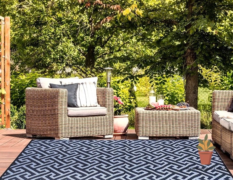 Layered Outdoor Rugs and Textiles