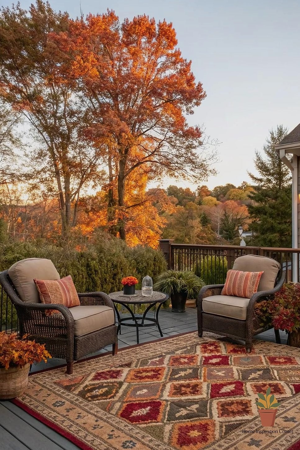 23 Outdoor Fall Decor Ideas Designs That Maximize Style and Function 7 Layered Outdoor Rugs for Warmth Underfoot