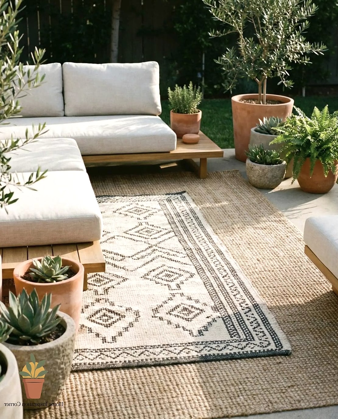 Layered Outdoor Rug Underneath