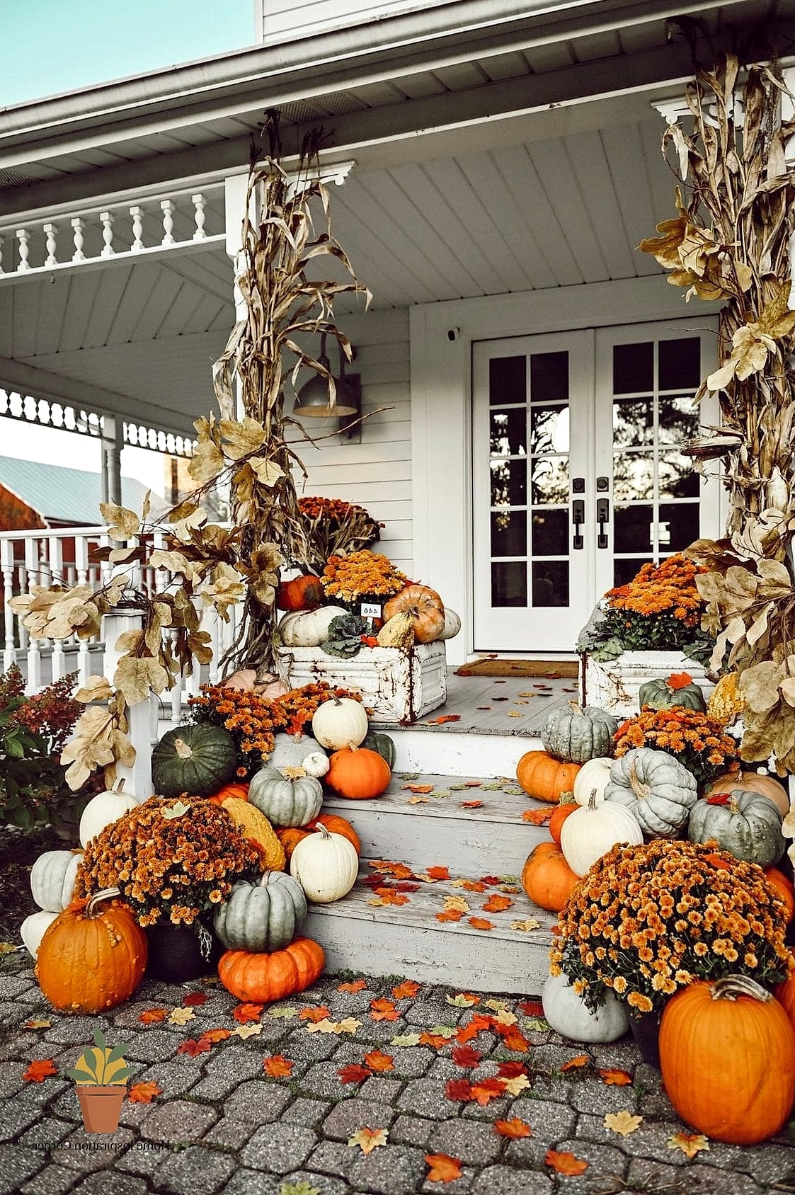 23 Outdoor Fall Decor Ideas Designs That Maximize Style and Function 2 Layered Pumpkin Displays in Varying Heights
