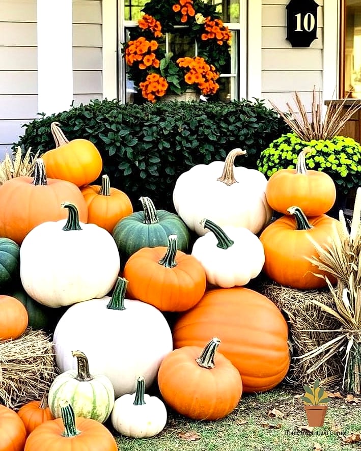 Layered Pumpkins in Mixed Sizes and Textures