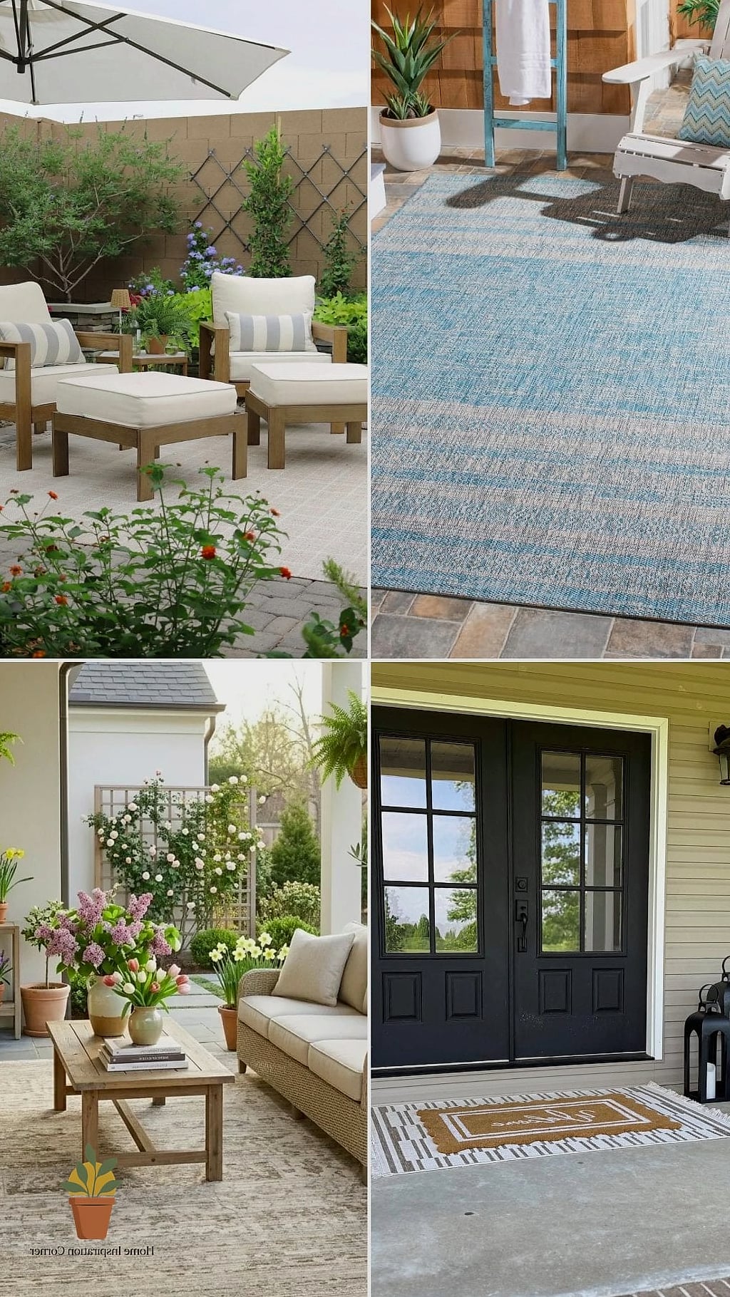 21 Apartment Patio Decorating Ideas Ideas That Work in Any Size Home 2 Layer an Outdoor Rug Over the Concrete