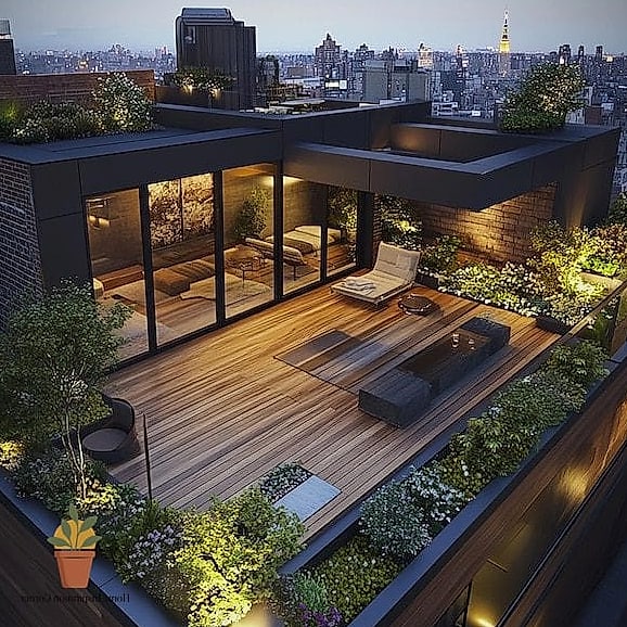 11 Penthouse Garden Rooftop Terrace Tips From Top Interior Designers 4 Layer Your Lighting Instead of Relying on One Fixture