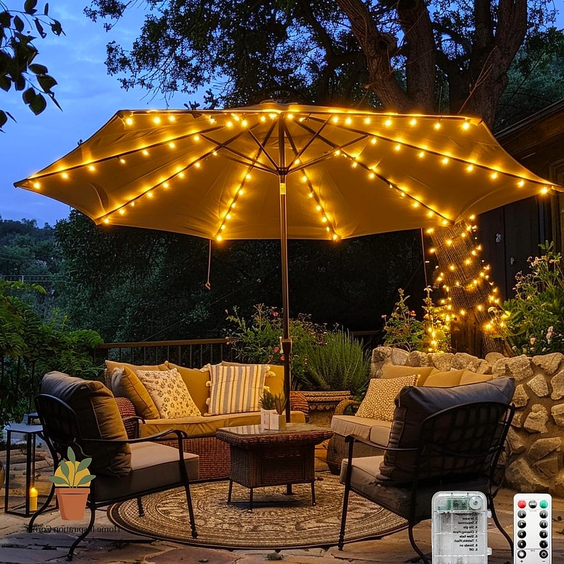 Lighted Umbrella for Shade and Glow