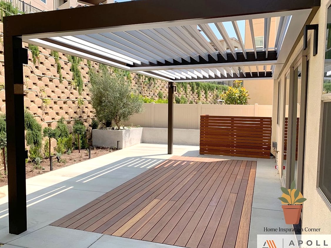 Louvered Pergola Cover with Adjustable Slats