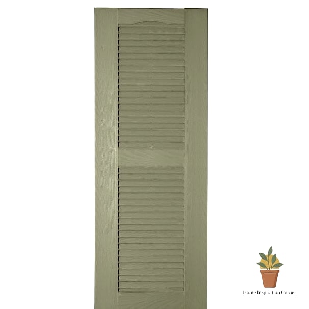 Louvered Shutters in Soft Sage Green