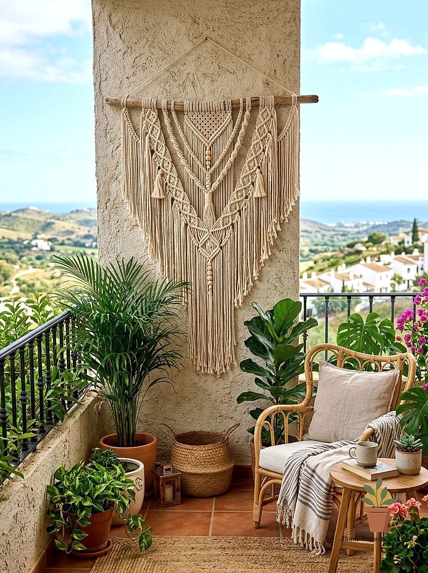 20 Cozy Balcony Aesthetic Concepts That Are Actually Achievable on a Budget 8 Macrame Hanging Accents