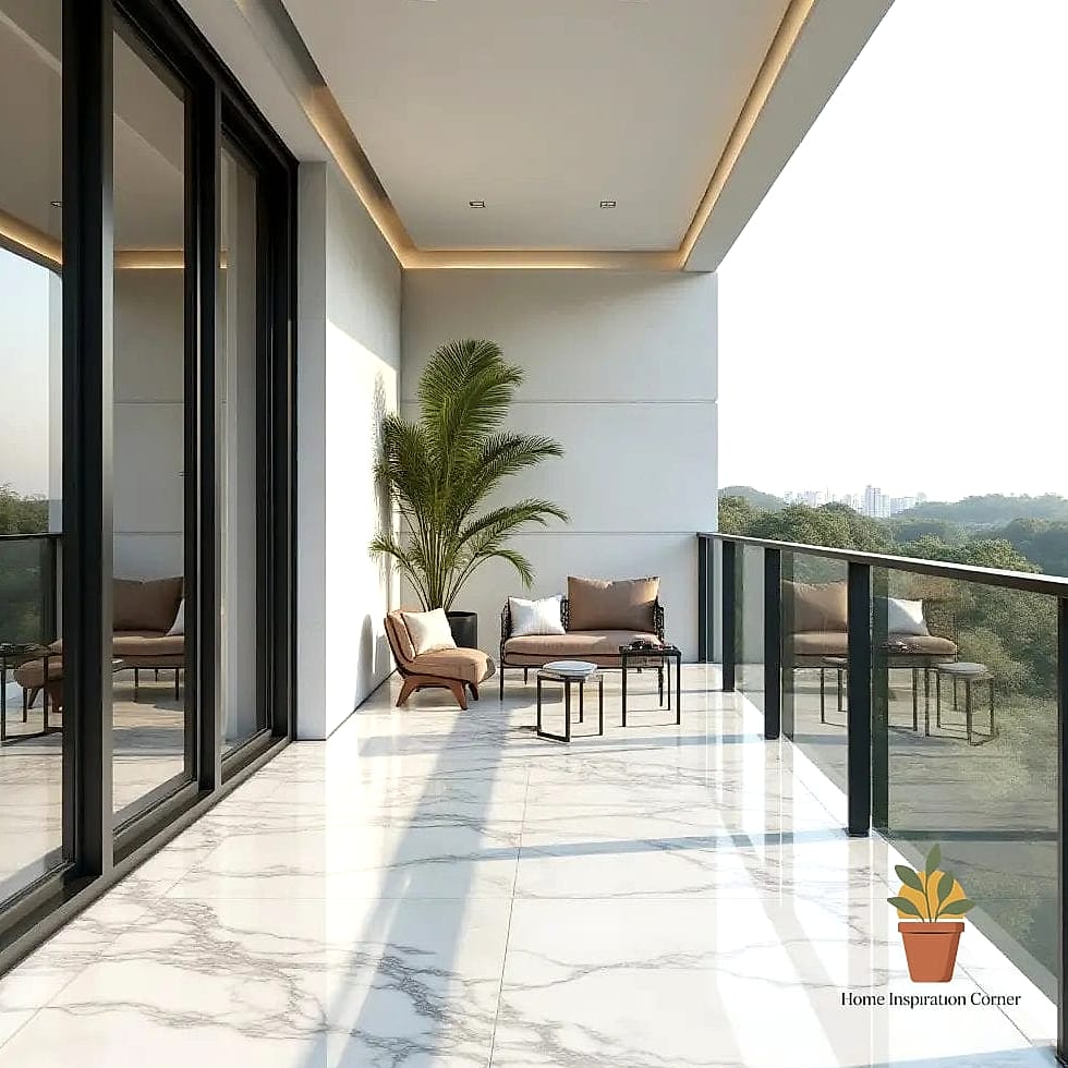 Marble-Look Porcelain Tile Flooring