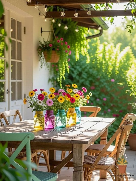 Mason Jars as Mini Vases