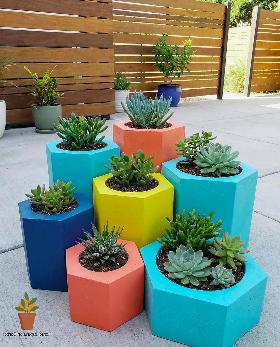Matching Planters Framing the Set