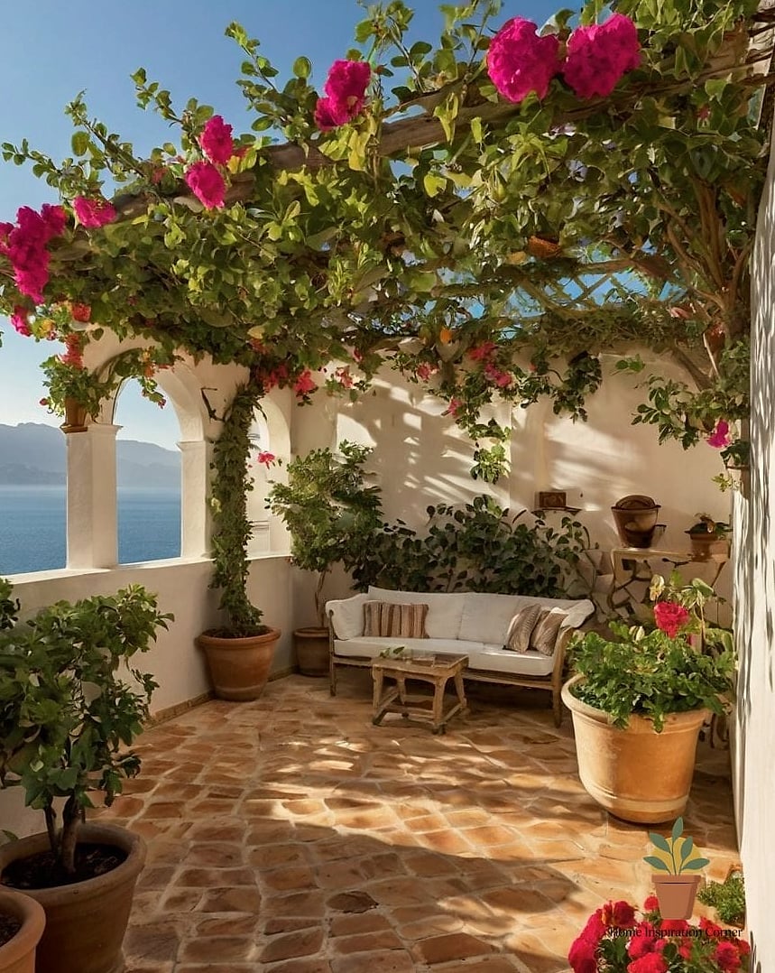 18 Outdoor Terrace Design Photos That Will Inspire Your Next Project 3 Mediterranean-Inspired Terrace with Terracotta Tile