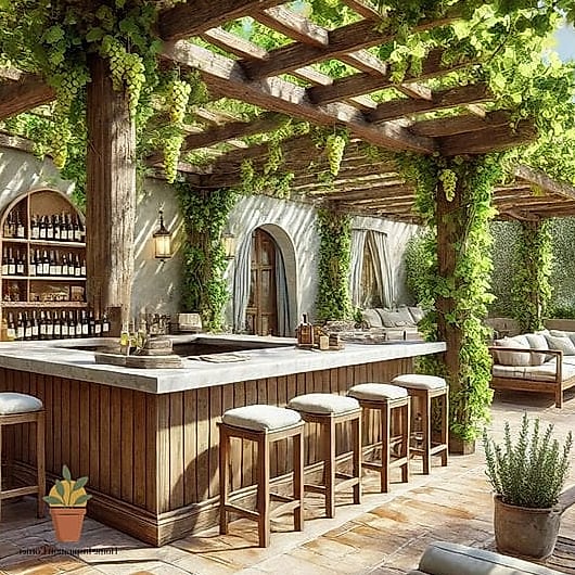 30 Backyard Bar Ideas Designs That Maximize Style and Function 26 Mediterranean-Style Bar with Arched Details