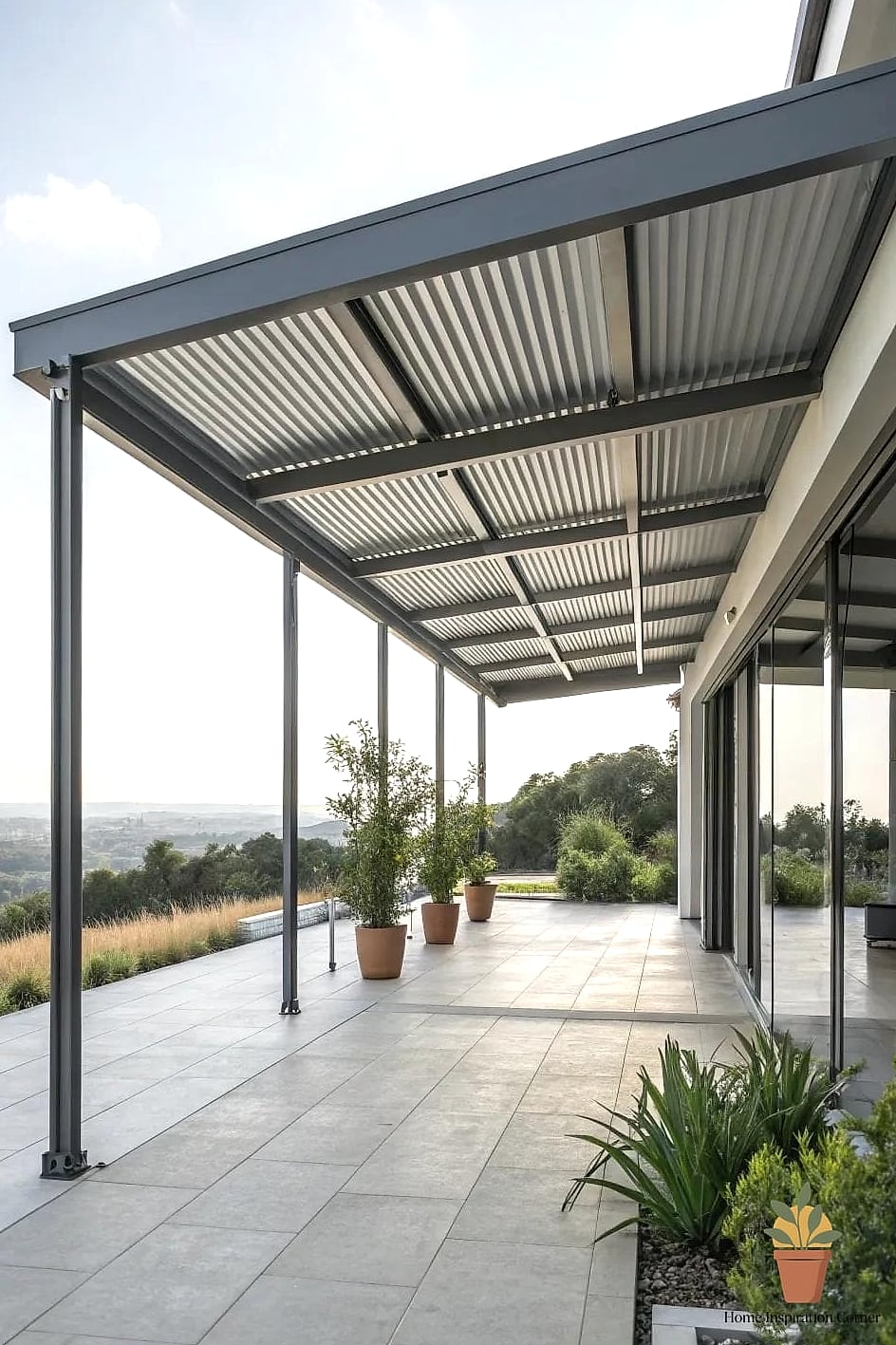 Metal Frame Pergola with Louvered Roof