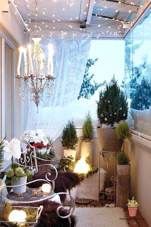 A Mini Faux Christmas Tree in a Weatherproof Planter